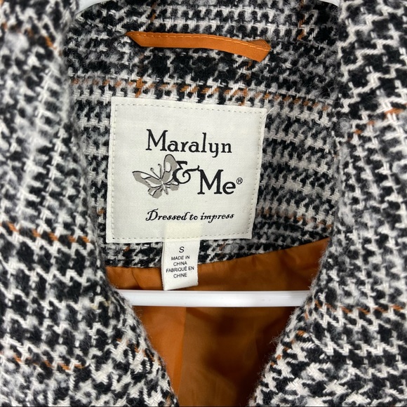 Maralyn & Me Tweed Plaid Peacoat Jacket Grey Multicolor Button Front Sz S - Picture 5 of 6